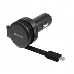 Platinet PLCRSM Car Charger Rolling Cable 2,4A microUSB Black