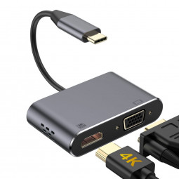 Platinet USB Type-C to HDMI 4K 30Hz and VGA Gray