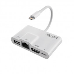 Promate  MediaSync-LT 4-in-1 Multimedia Hub with Lightning Connector White