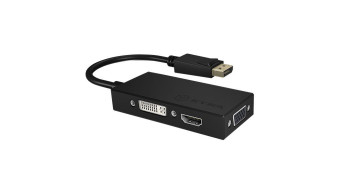 Raidsonic IB-AC1031 3-in-1 Display port to HDMI / DVI-D / VGA adapter Black