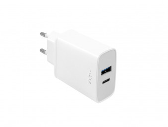 FIXED S mains charger with USB-C and USB output, PD support, 30W, white