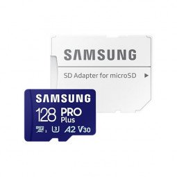 Samsung 128GB microSDXC Pro Plus Class10 U3 A2 V30 + adapterrel