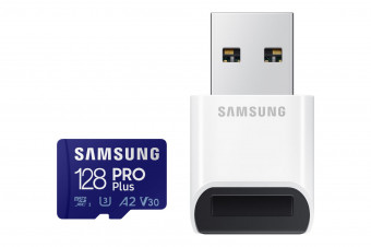 Samsung 128GB microSDXC Pro Plus Class10 U3 A2 V30 + Memóriakártya olvasó