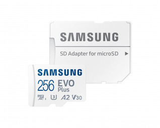 Samsung 256GB microSDXC EVO Plus Class10 U3 A2 V30 + adapterrel