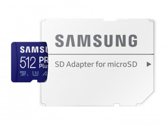 Samsung 512GB microSDXC Pro Plus Class10 U3 A2 V30 + adapterrel