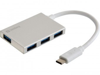 Sandberg USB-C to 4 xUSB 3.0 Pocket Hub Silver