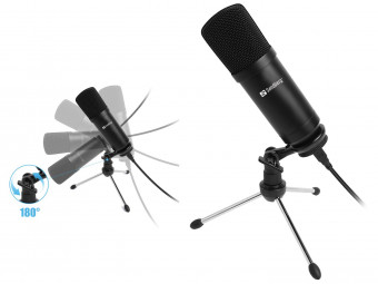Sandberg Streamer USB Desk Microphone Black