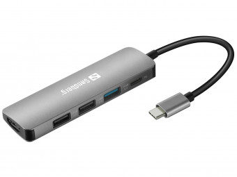 Sandberg USB-C Dock HDMI+3xUSB+PD 100W Gray