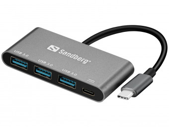 Sandberg USB-C to 3xUSB 3.0 Hub + PD Gray