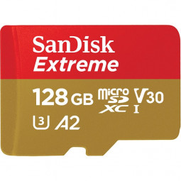 Sandisk 128GB microSDXC Extreme UHS-I A2 C10 V30 + adapterrel