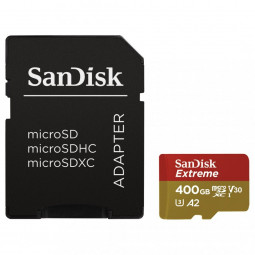Sandisk 400GB microSDXC Extreme UHS-I A2 C10 V30 + adapterrel
