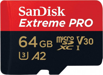 Sandisk 64GB microSDXC Extreme Pro UHS-I A2 C10 V30 + adapterrel