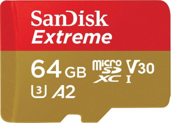 Sandisk 64GB microSDXC Extreme UHS-I A2 C10 V30 + adapterrel