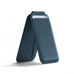 Satechi Vegan-Leather Magnetic Wallet Stand (iPhone 12/13/14/15 all models) Dark Blue