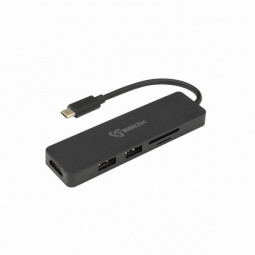 SBOX TCA-51 5in1 USB TYPE-C -> HDMI/USB-3.0/SD+TF Adapter Black