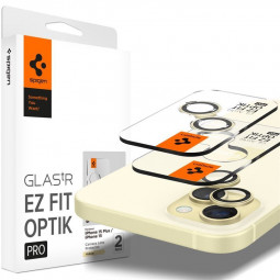 Spigen Glass tR EZ Fit Optik Pro 2 Pack yellow for iPhone 15/15 Plus/14/14 Plus
