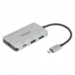 Targus USB-C Multi-Port Hub with 2x USB-A and 2x USB-C Ports with 100W PD Pass-Thru Silver
