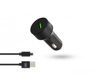 TnB 18W Quick Car Charger +microUSB cable 1m Black