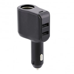 TnB 2XUSB-A + USB-C + cigarette lighter socket car charger Black