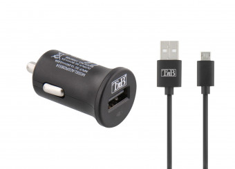 TnB 6W USB Car Charger + microUSB cable Black
