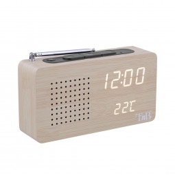 TnB FM LED Alarm Clock Radio in Wood Finish