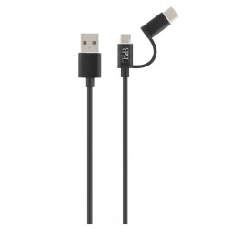 TnB USB-C 2 in 1 cable 1m Black