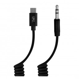 TnB USB-C to jack 3.5mm coiled cable 1,5m Black
