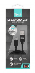 TnB USB/Micro USB reversible cable 1m Black