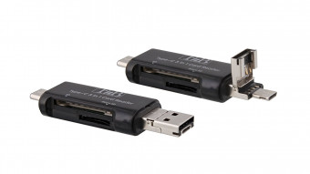 TnB USB TYPE-C 3 IN 1 Card Reader Black