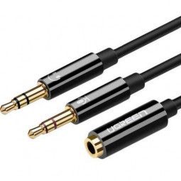 UGREEN 20898 2x3,5mm jack male-1x3,5mm jack famale adapter cable 0,2m Black