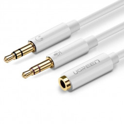 UGREEN 2x3,5mm jack to 3,5mm jack male/famale cable 0,2m White
