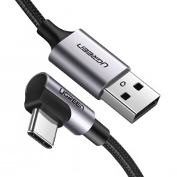 UGREEN Angled USB-C To USB-A Data Cable Black 2m Black