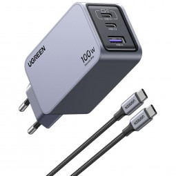 UGREEN Nexode Pro 100W GaN Charger with USB-C Cable Grey