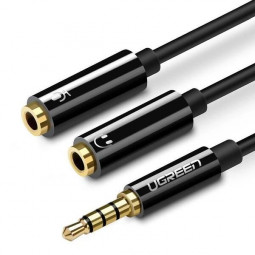 UGREEN UG30620 1x3,5mm jack male-2x3,5mm jack famale adapter cable 0,2m Black
