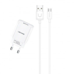 Usams T210CMC01 Wall Charger + Micro USB Cable 1m White