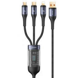 Usams SJ582USB01 USB Lightning + Micro USB + USB Type C Átalakító 1,2m Black
