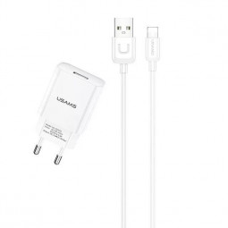 Usams T21 Travel Charger + Lightning Cable White