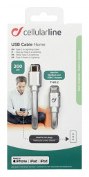 Cellularline USB-C data cable with Lightning connector, 200 cm, white