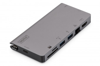 Digitus USB-C Multiport Travel Dock, 8 Port, gray