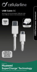 Cellularline USB data cable SC with USB-C connector, Huawei SuperCharge technology, 120 cm, white