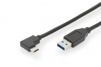 Assmann USB Type-C connection cable, C 90° angled to A