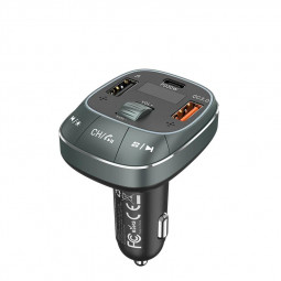Vention 3-Port USB Car Charger with FM Transmitter Black