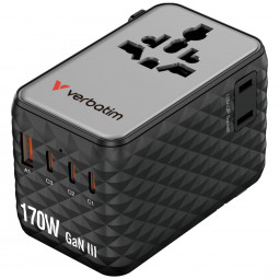 Verbatim Charge 'n' Travel 170W GaN III Universal Travel Adapter