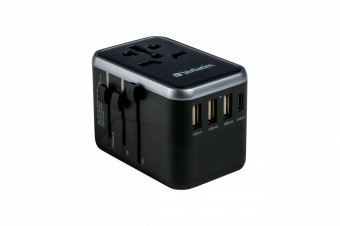 Verbatim Universal Travel Adapter UTA-04 Plug with USB-C PD & QC, USB-C & 3 USB-A ports