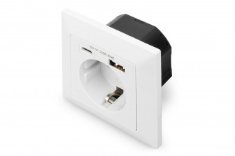 Digitus Wall Outlet 1x Safety Outlet,1x USB,1x Type C